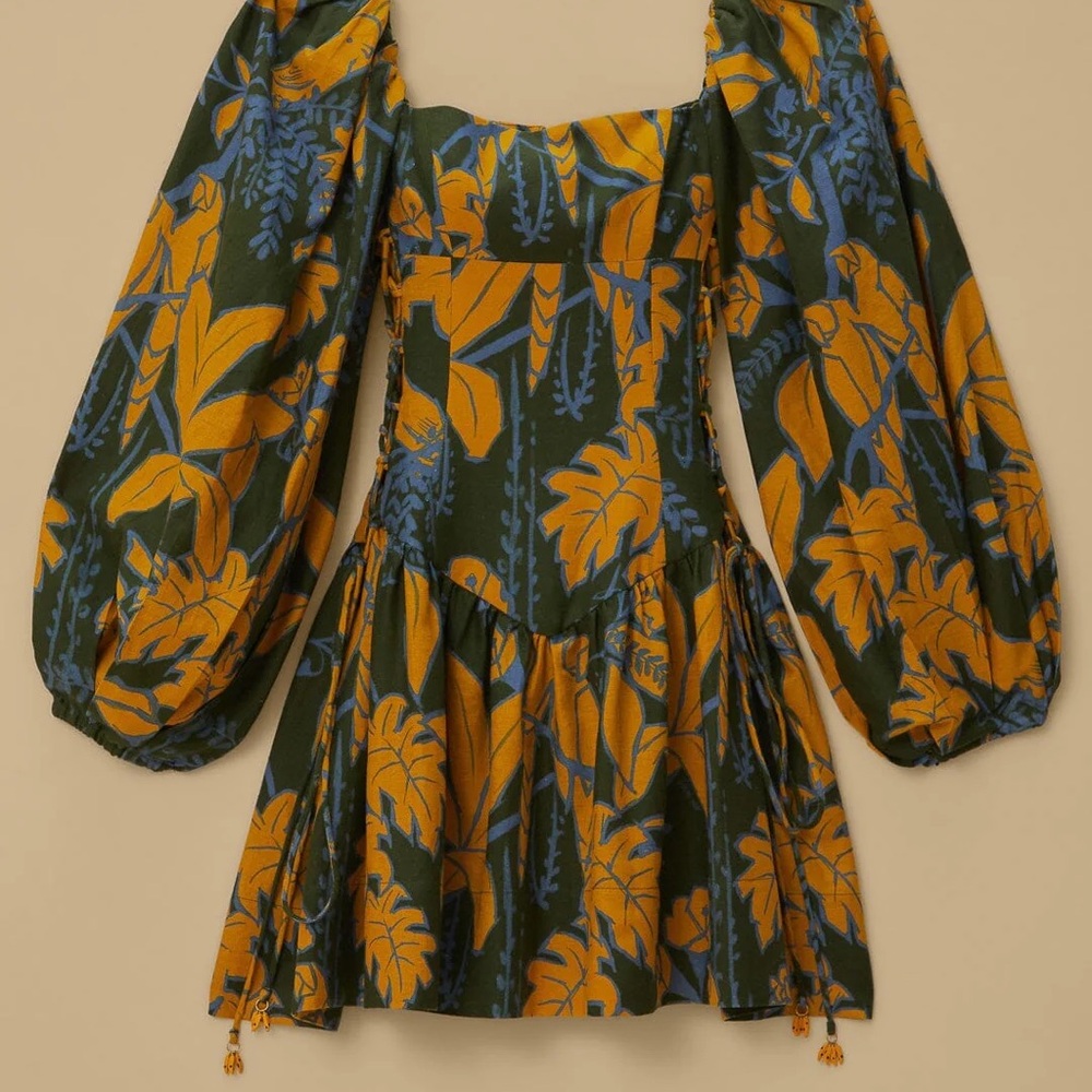 Farm Rio Yellow and Green Off-Shoulder Dress - Picture 3 of 3